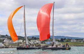 Frank Whelan&#039;s Eleuthera (left) from Greystones Sailing Club maintains the overall lead of the six-boat Class Zero fleet. She is pictured above with the Ker 37 Jump Juice, (Conor Phelan) currently in fifth place overall 