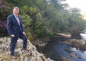 Sean Canney, Minister of State with responsibility for the inland fisheries resource, at the River Erriff which is the National Salmonid Index Catchment