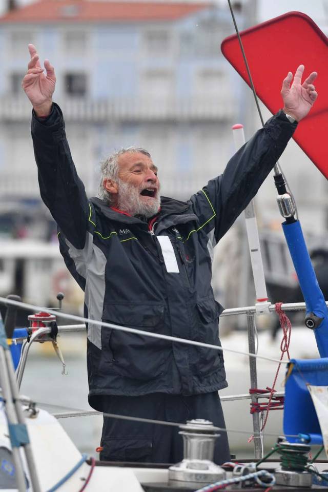 Jean-Luc Van Den Heede crossed the finish line at Les Sables d'Olonne to win the 2018 Golden Globe Race