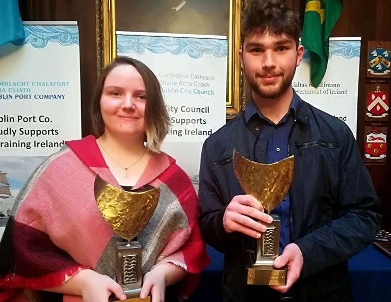 Outstanding trainees - (from left to right) Erin Englishby, Colaiste na Hinse &amp; Ronan Collins, St. Joeseph’s C.B.S.