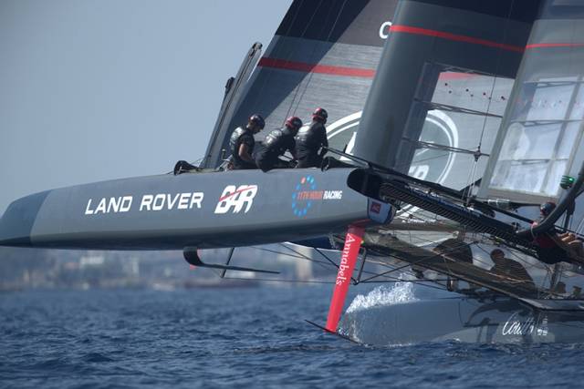 Land Rover BAR competing at the Louis Vuitton America's Cup World Series Toulon Super Sunday