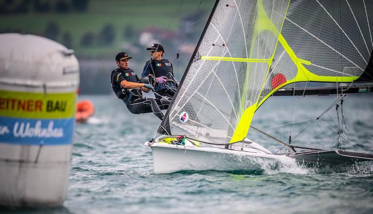 Ryan Seaton (right) from Ballyholme Yacht Club competing with Seafra Guilfoyle in Austria