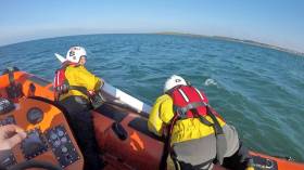 Bangor’s lifeboat crew retrieving one of the paddleboards after Saturday’s rescue