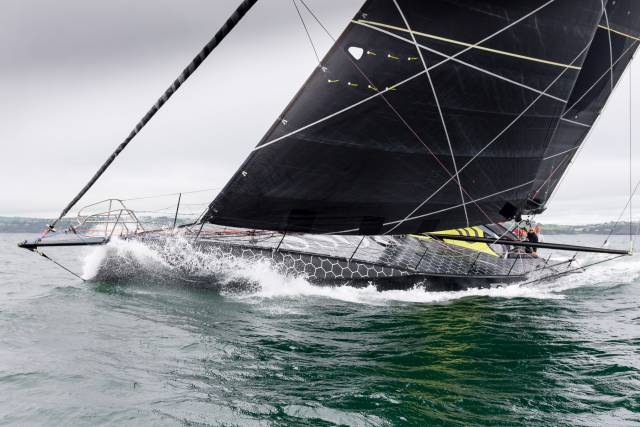 The striking IMOCA 60 Hugo Boss will be sailing across Dublin Bay today and tomorrow with Alex Thomson and Irish Vendee Globe entrant Nicholas O'Leary onboard