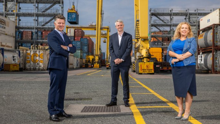 At Dublin Port announcing the launch of new customs clearance service, Declaron was Michael Costello, Managing Partner, BDO Ireland; Denis McCarthy, CEO of FEXCO; and Carol Lynch, Partner in BDO Customs and International Trade Services. 