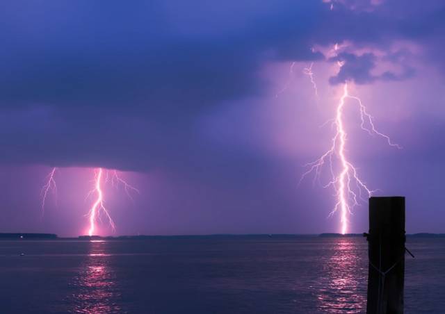 Lightning at sea is a risk for all tall-masted vessels in stormy conditions