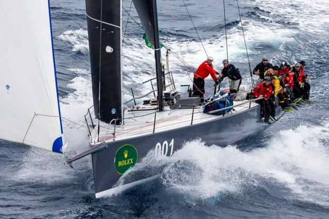 In the groove. Matt Allen’s new TP 52 Ichi Ban, with Gordon Maguire as Sailing Master, on her way to overall victory in the Rolex Sydney Hobart Race 2017