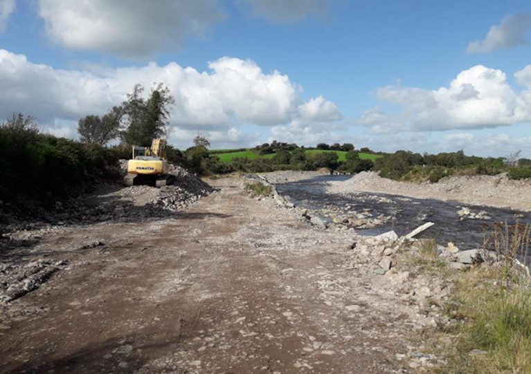 Inland Fisheries Ireland officers photographed a “working site” with evidence of gravel removed from the Gaddagh River