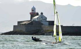 A 49er sailing in Tralee Bay