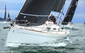 On the wind after a successful exit from a leeward mark for the Dublin Bay Beneteau 34.7 Black Velvet