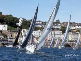 The fleet depart Cobh for the race to Blackrock in fine conditions. Scroll down for photo gallery