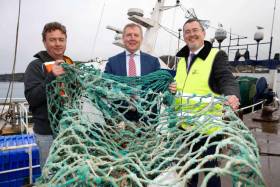West Cork trawlerman Adrian Bendon, Marine Minister Michael Creed and Jim O’Toole, chief executive of Bord Iascaigh Mhara launching the Clean Oceans Initiative in Union Hall earlier this year