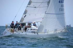 Alan Harper in Leaky Roof II has a lead of two points after eight races at the Sigma Nationals at the Royal St. George Yacht Club