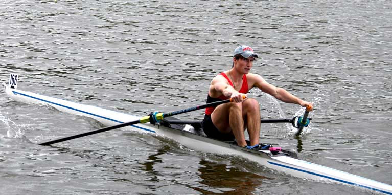 The fastest sculler, Andrew Sheehan, from the Shanty Sprints at the weekend