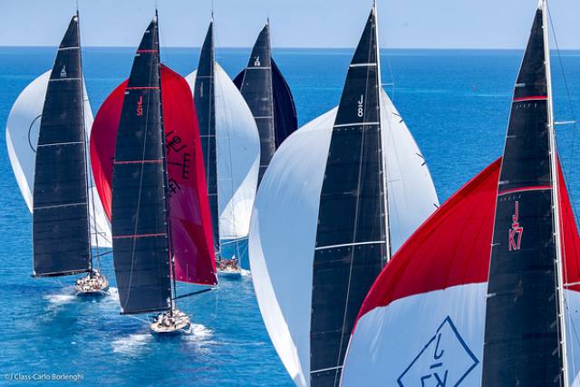 The J Class fleet in action in their first dedicated America’s Cup regatta