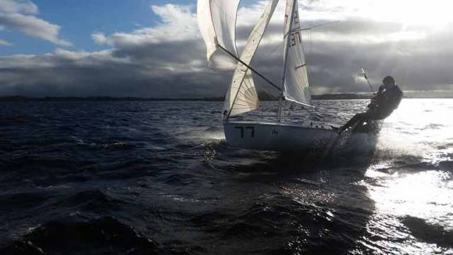 420 sailors Matthew White and Luke Johnston training on Lough Ree in January