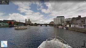 Athlone town centre as seen from the Shannon on Google Maps