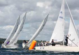 Close racing at the J24 Western Championships at Lough Erne Yacht Club