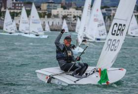 World Champion - NYC&#039;s Mark Lyttle sails home to Dun Laoghaire and a hero&#039;s welcome after the conclusion of the Laser Master Worlds on Dublin Bay Photo: Afloat.ie