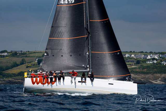 George Sisk's XP44 WOW from the Royal Irish Yacht Club on Dublin Bay leads the Coastal class after day one of the Sovereign's Cup at Kinsale