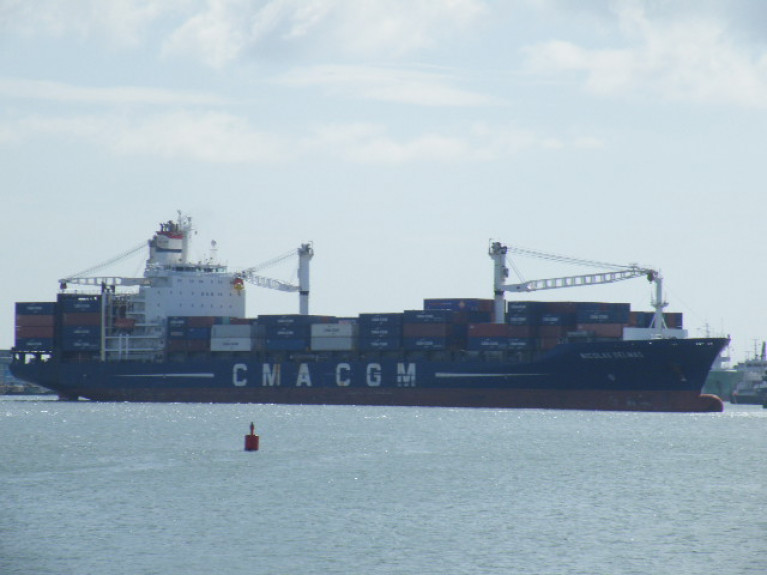 Supply-Chain Container Bottlenecks: Frontloading and an extended peak season will only exacerbate delays. Above Afloat's photo of the 2,207 TEU containership Nicolas Delmas operated by French carrier CMA-CGM as referred in the story below. 