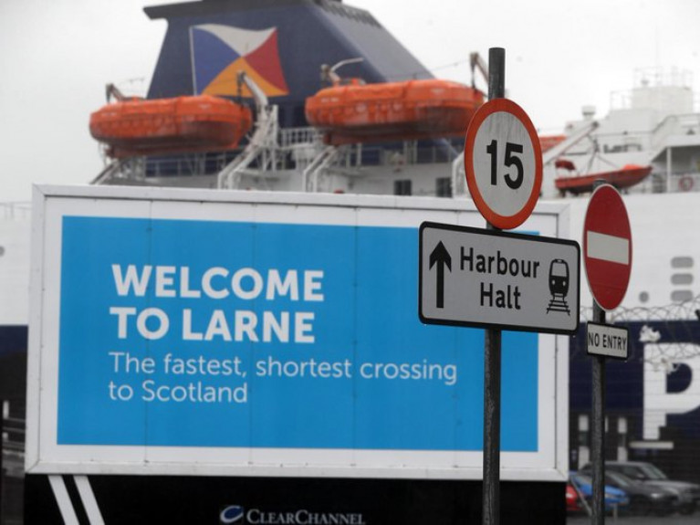 A P&amp;O ferry berthed at Larne Port in Co Antrim.