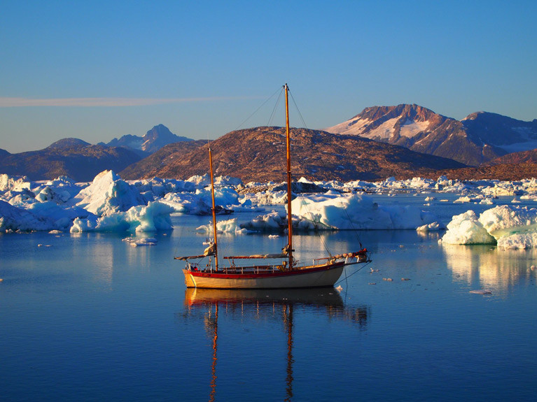 The 39ft ketch Teddy of Clifden in a Greenland anchorage