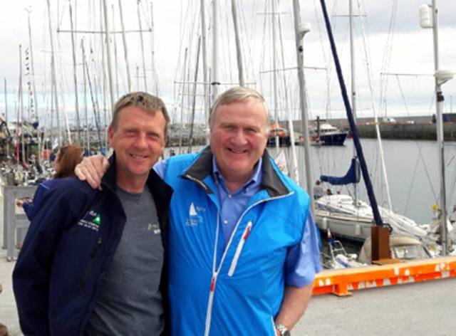 ICRA Commodore and leading WIORA member Simon McGibney (left) with President of Irish Sailing Jack Roy at Cill Ronan in the Aran Islands today for the opening of WIORA Week 2017