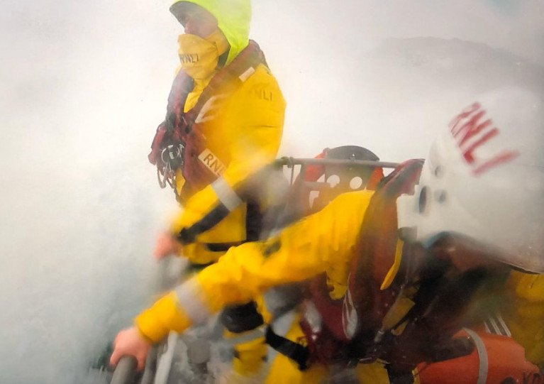 Oban’s lifeboat crew amid challenging conditions at sea yesterday
