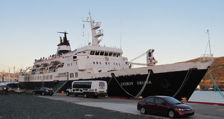 Lyubov Orlova pictured in St John’s, Newfoundland in 2012 before it was lost in the Atlantic en route to be scrapped