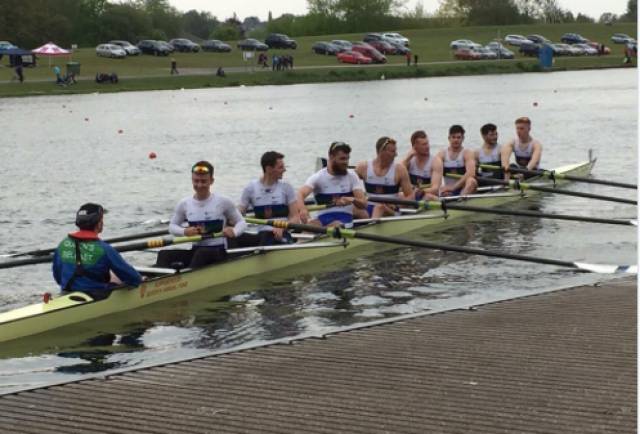 The Queen's novice eight which took gold in the BUCS Regatta at Nottingham.