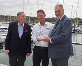 Stephen &#039;Sparky&#039; Park is presented with a boats.com/YJA Special Award for services to the sport of sailing at the Royal Southern Yacht Club Hamble this week. The award was presented by Barry Pickthall, Chairman of the Yachting Journalists&#039; Association (right) and former Chairman Bob Fisher.