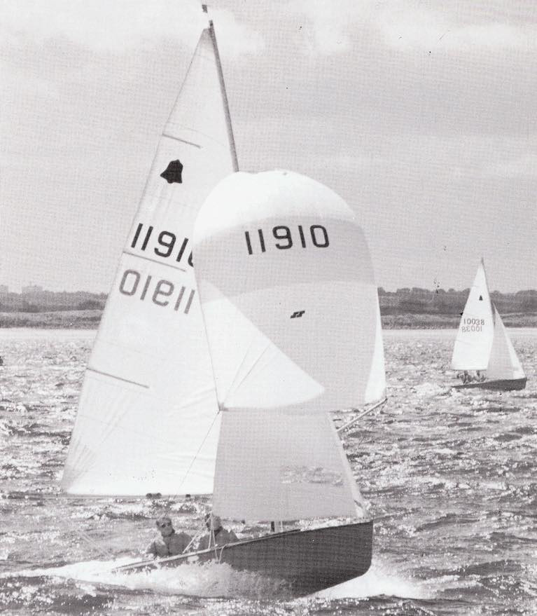 Paul Rowan (EABC) and Ricky McArthur (Coleraine YC) at the GP14 Worlds in Howth in 1988