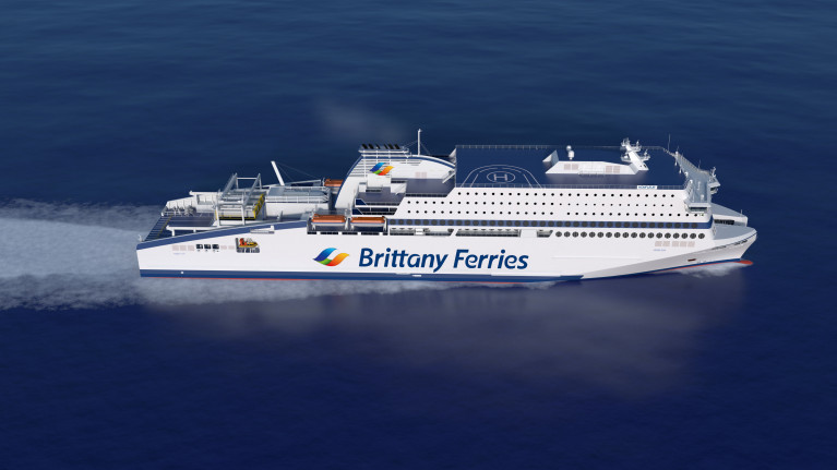 CGI image: The constract for Brittany Ferries newbuild LNG powered cruiseferry Honfleur has been confirmed as cancelled with the same German shipyard that ICG (owners of Irish Ferries) recently cancelled an order from for a second newbuild ferry based on the design of W.B. Yeats. 