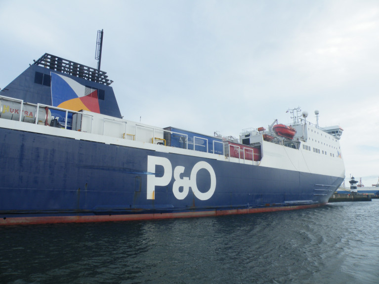 Afloat's photo of P&O's Norbay a ropax passenger ferry berthed in Dublin Port which operates on the route to Liverpool. Afloat adds the company also operates on the North Channel and due to Covid19 has reduced capacity on the Strait of Dover service and on the North Sea. 