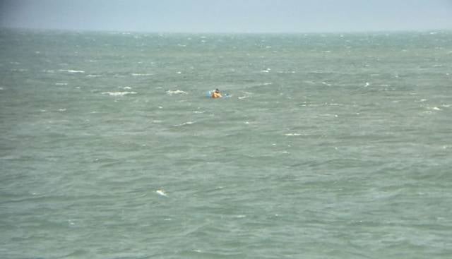 The lone kayaker spotted by a concerned onlooker off Howth on Wednesday morning 28 September
