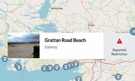 A screenshot from Beaches.ie showing the restriction in place at Galway&#039;s Grattan Beach