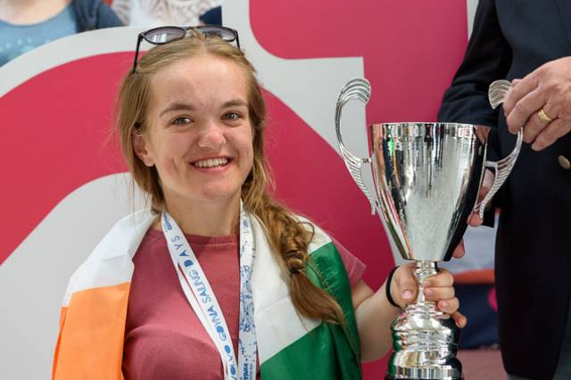 European Medals Winner Gina Griffin from Kinsale Yacht Club. Scroll down for homecoming gallery below