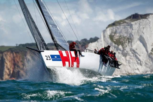 Andrew Williams' Ker 40 Dan, Israel (Keronimo) lead the fleet out of the Solent in the Round the Isle of Wight Race