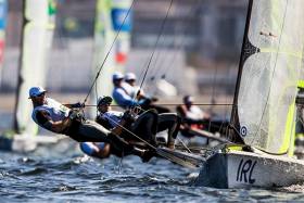 Ballyholme&#039;s Ryan Seaton and Matthew McGovern are fourth overall in the 49er