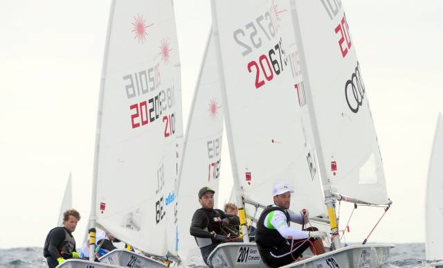 James Espey (centre) at this week's Laser Europeans