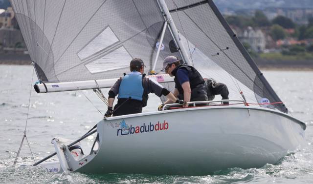 Rubadubdub sailed by Nick Doherty,Conor O'Regan and Gareth Nolan of the NYC are in ninth place