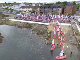 The Topper Worlds 2016 fleet launches at Ballyholme on Belfast Lough