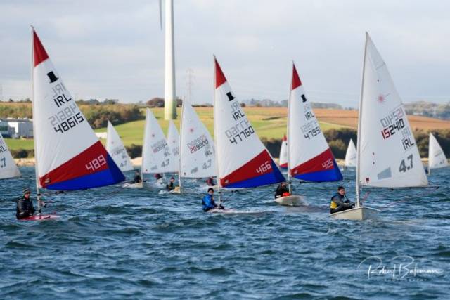 Royal Cork's Topper dinghies racing in the Cork Harbour club's November Frostbite Series