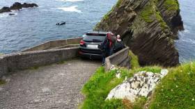 The car blocking the only path to the pier at Dunquin was removed at lunchtime