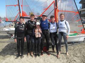 The Irish 29er Team and training partners pictured in LA with Johnny, wearing trapeze harness, pictured third from right