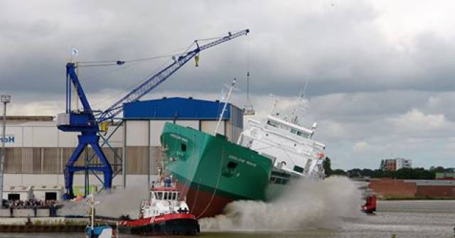 Arklow Wave launched as the first of an enlarged quartet of newbuilds at the Ferus-Smit shipyard in Leer, Germany 