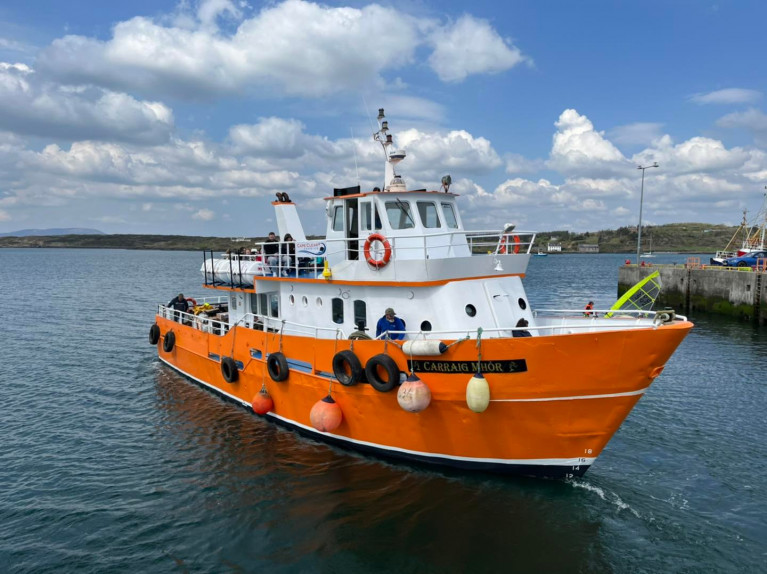 The future's bright and also orange... as the Baltimore newcomer, Carraig Mhór departs for Cape Clear Island bringing tourists out to the scenic west Cork island. 