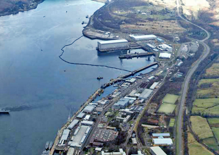 The Clyde naval base at Faslane in Loch Gare