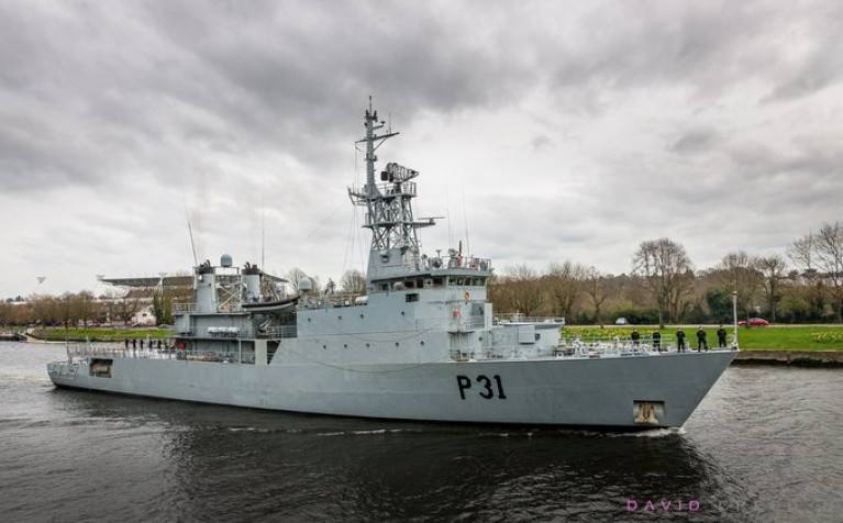 According to the Naval Service, for the past number of days LÉ Eithne has operated in support of HSE to prepare stocks of PPE for distribution throughout the Cork region. In addition Naval Service Reserve personnel have been instrumental in this effort. Above the flagship last week having departed Haulbowline in Cork Harbour is seen heading upriver on the Lee to Cork city where it remains on standby for other tasks when required. 